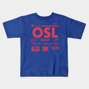 Vintage Oslo OSL Airport Code Travel Day Retro Travel Tag Kids T-Shirt